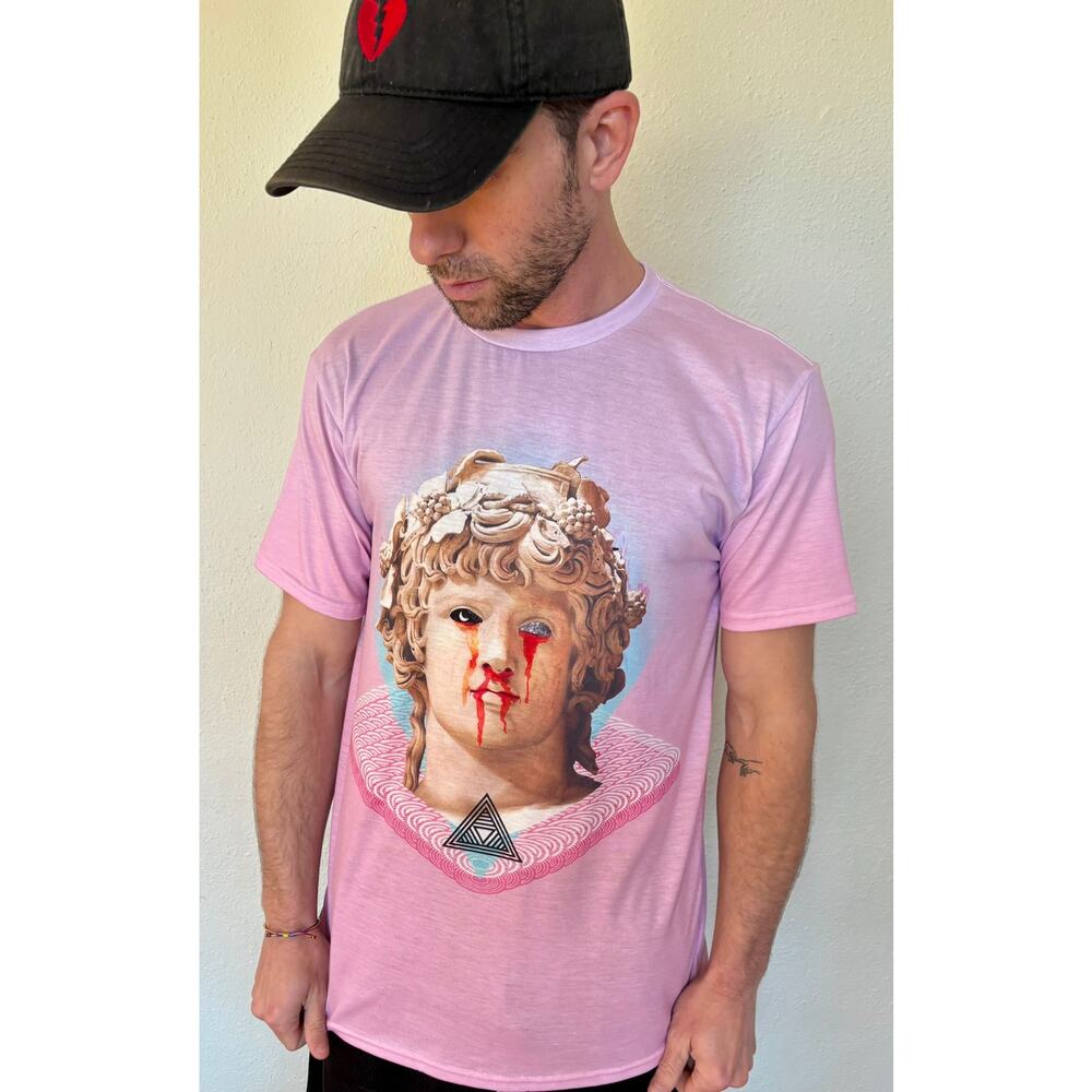 Vapor 95 Tee Mens Small Colorful Pink Graphic Made in USA Dopamine Art to Wear
